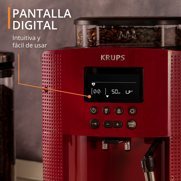 Krups Pisa Cafetera Espresso Automática con Molinillo 15 Bares Negra