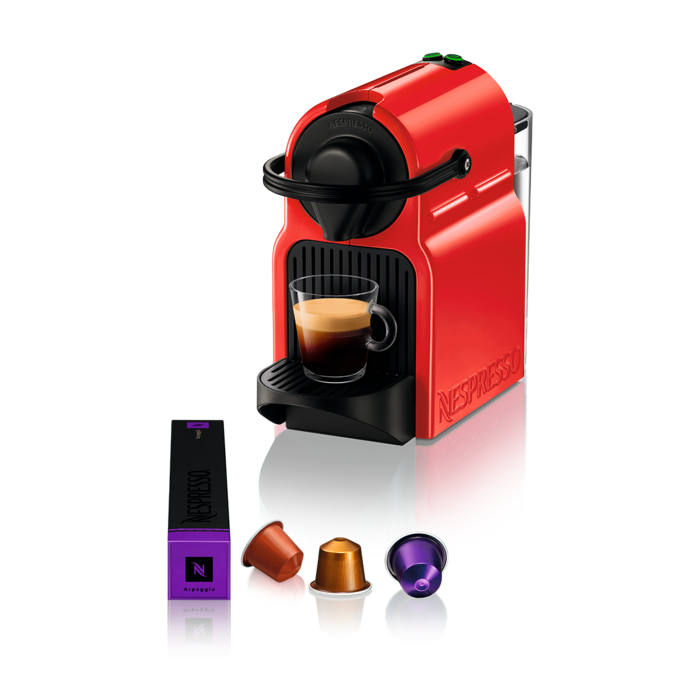 Cafetera Nespresso Inissia Red + Espumador de Leche + Travel mug Touch