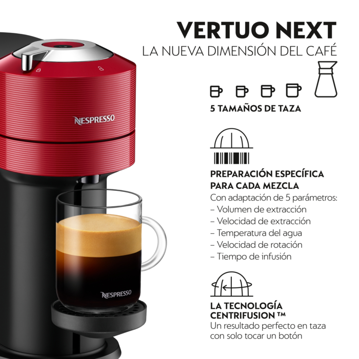Krups Nespresso VERTUO Next XN910B - Cafetera de cápsulas, máquina de café  expreso, café diferentes tamaños, 5 tamaños tazas, tecnología Centrifusion